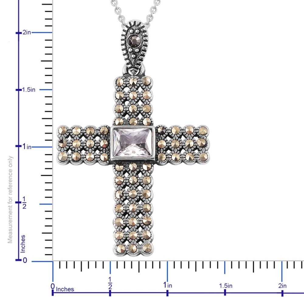 Simulated Diamond, Swiss Marcasite Stainless Steel - Picture 3 of 3